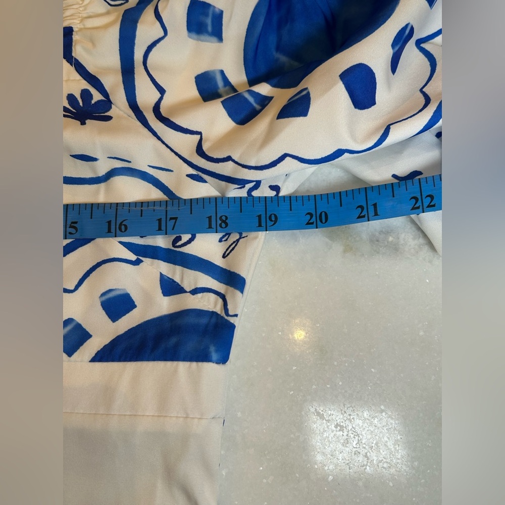 White and Blue Mediterranean Square-Neck Maxi Dress XXL - Picture 7 of 12